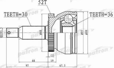 Patron PCV3072 - Шарнирный комплект, ШРУС, приводной вал autospares.lv