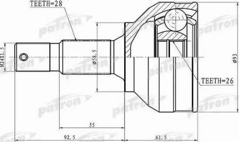 Patron PCV3115 - Шарнирный комплект, ШРУС, приводной вал autospares.lv