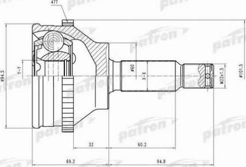 Patron PCV2066 - Шарнирный комплект, ШРУС, приводной вал autospares.lv