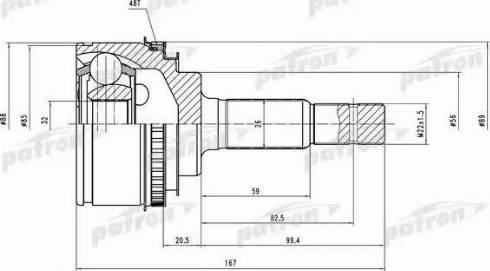 Patron PCV2025 - Шарнирный комплект, ШРУС, приводной вал autospares.lv