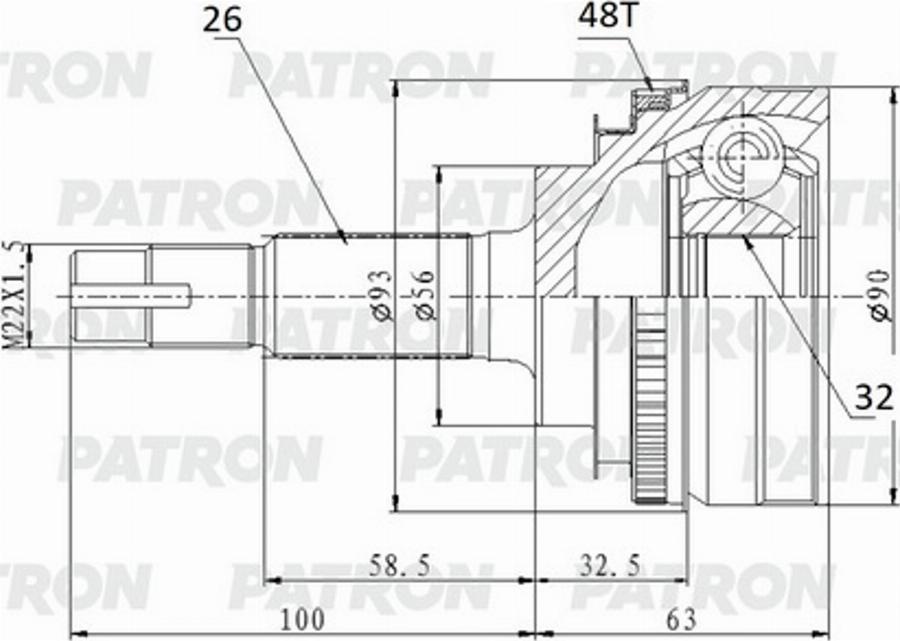 Patron PCV2159 - Шарнирный комплект, ШРУС, приводной вал autospares.lv