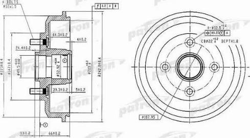 Patron PDR1584 - Тормозной барабан autospares.lv