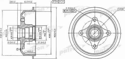 Patron PDR1054 - Тормозной барабан autospares.lv