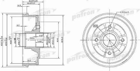 Patron PDR1146 - Тормозной барабан autospares.lv