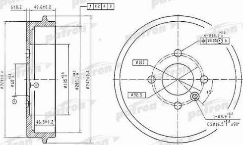 Patron PDR1247 - Тормозной барабан autospares.lv