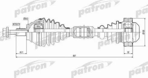 Patron PDS0416 - Приводной вал autospares.lv