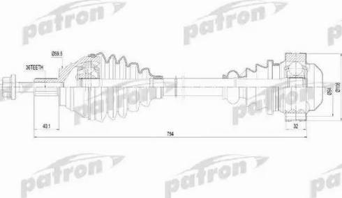 Patron PDS0255 - Приводной вал autospares.lv