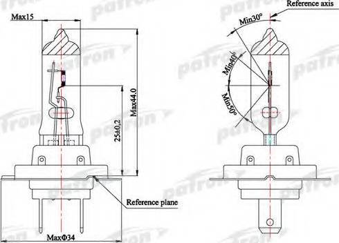 Patron PLH7-12/55 - Лампа накаливания, фара с автоматической системой стабилизации autospares.lv