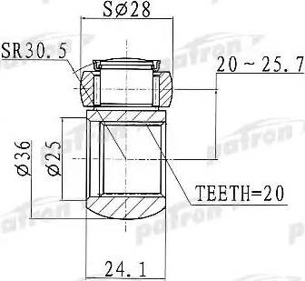 Patron PTD001 - Трипоид, муфта с шипами, приводной вал autospares.lv