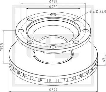 PE Automotive 046.375-00A - Тормозной диск autospares.lv