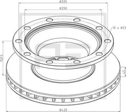 PE Automotive 046.371-10A - Тормозной диск autospares.lv