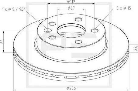 PE Automotive 016.654-00A - Тормозной диск autospares.lv