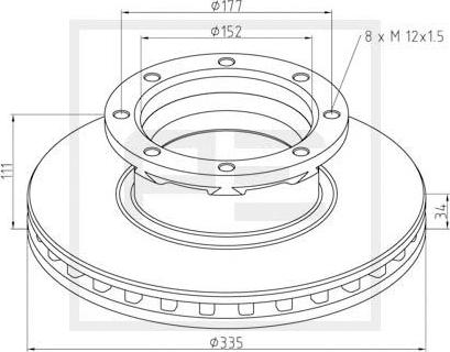 PE Automotive 016.664-00A - Тормозной диск autospares.lv