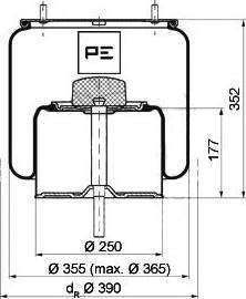 PE Automotive 084.020-71A - Кожух пневматической рессоры autospares.lv