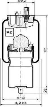 PE Automotive 084.259-71A - Баллон пневматической рессоры, крепление кабины autospares.lv