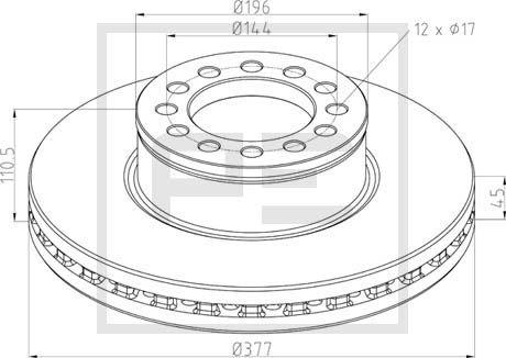 PE Automotive 036.144-00A - Тормозной диск autospares.lv