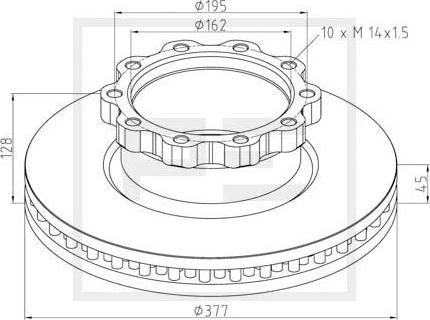 PE Automotive 036.117-00A - Тормозной диск autospares.lv