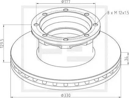 PE Automotive 036.123-00A - Тормозной диск autospares.lv