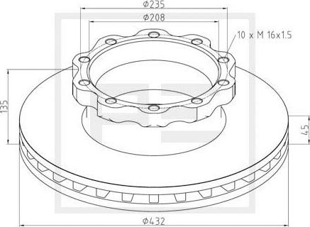 PE Automotive 036.122-00A - Тормозной диск autospares.lv