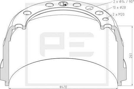 PE Automotive 146.070-00A - Тормозной барабан autospares.lv