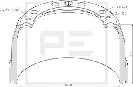 PE Automotive 146.132-00A - Тормозной барабан autospares.lv