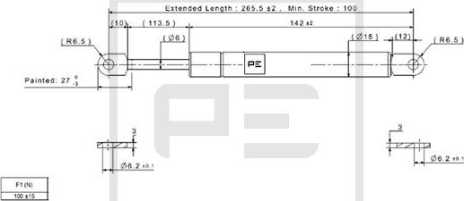 PE Automotive 120.204-00A - Газовая пружина, упор autospares.lv