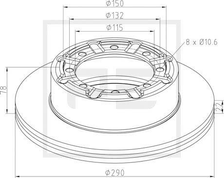 PE Automotive 256.040-00A - Тормозной диск autospares.lv