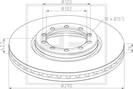 PE Automotive 256.041-00A - Тормозной диск autospares.lv