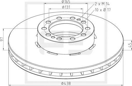 PE Automotive 256.010-00A - Тормозной диск autospares.lv