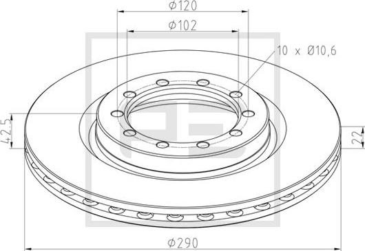 PE Automotive 256.102-00A - Тормозной диск autospares.lv