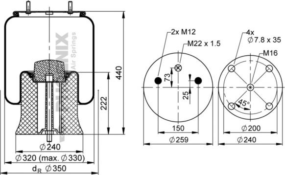 Phoenix 1 DK 22 E-14 - Кожух пневматической рессоры autospares.lv