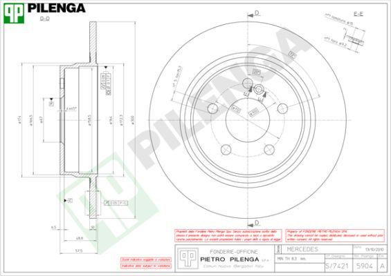 Pilenga 5904 - Тормозной диск autospares.lv