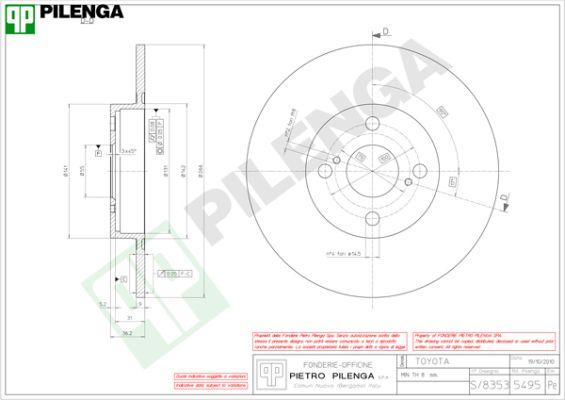 Pilenga 5495 - Тормозной диск autospares.lv