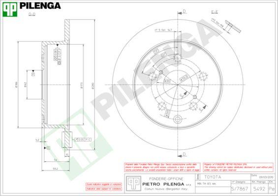 Pilenga 5492 - Тормозной диск autospares.lv