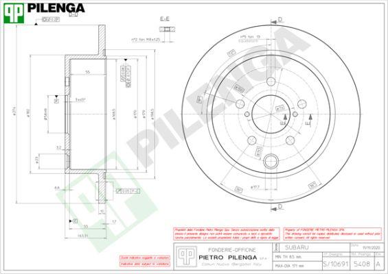 Pilenga 5408 - Тормозной диск autospares.lv