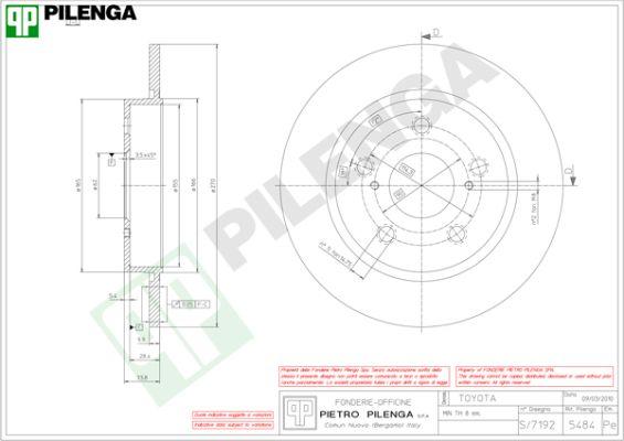 Pilenga 5484 - Тормозной диск autospares.lv