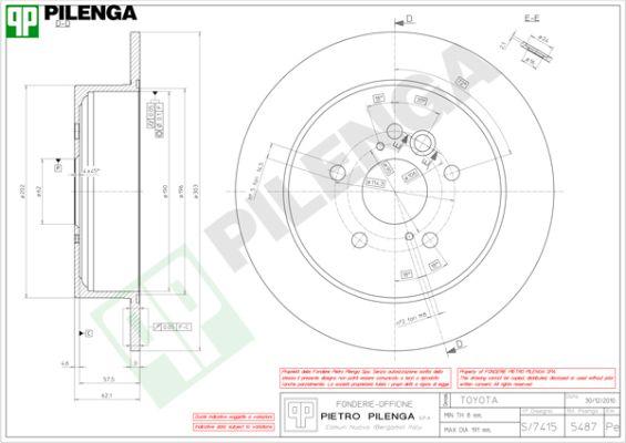 Pilenga 5487 - Тормозной диск autospares.lv