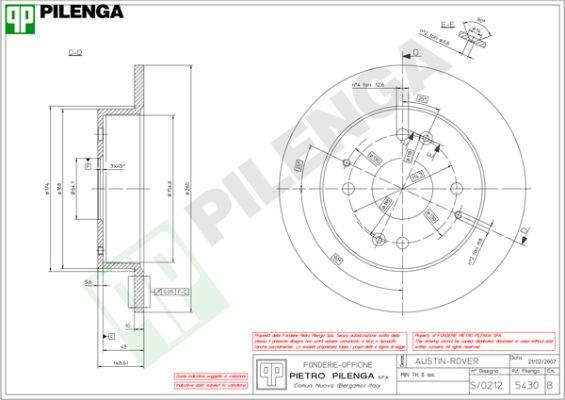 Pilenga 5430 - Тормозной диск autospares.lv