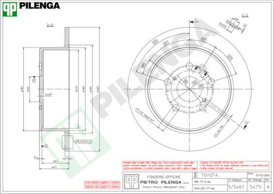 Pilenga 5475 - Тормозной диск autospares.lv