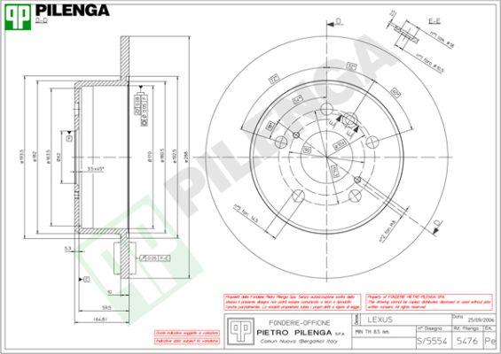 Pilenga 5476 - Тормозной диск autospares.lv