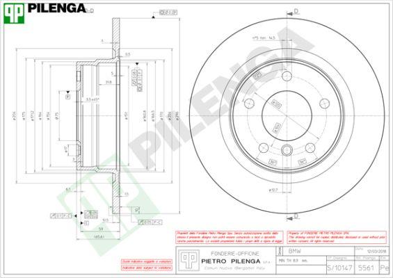 Pilenga 5561 - Тормозной диск autospares.lv