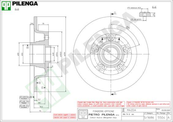 Pilenga 5504 - Тормозной диск autospares.lv