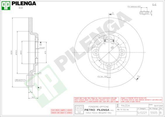 Pilenga 5505 - Тормозной диск autospares.lv