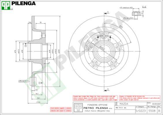 Pilenga 5508 - Тормозной диск autospares.lv