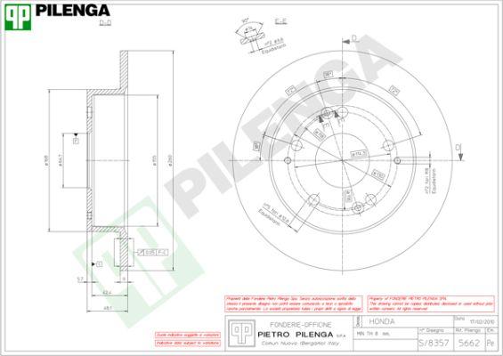 Pilenga 5662 - Тормозной диск autospares.lv