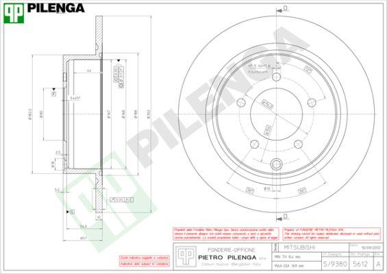 Pilenga 5612 - Тормозной диск autospares.lv