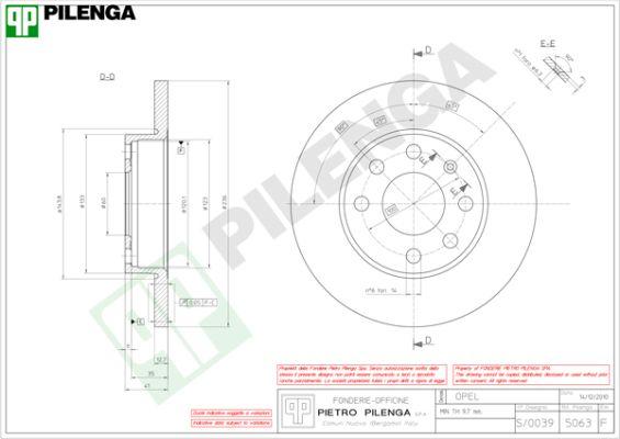 Pilenga 5063 - Тормозной диск autospares.lv