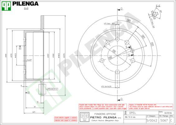 Pilenga 5067 - Тормозной диск autospares.lv