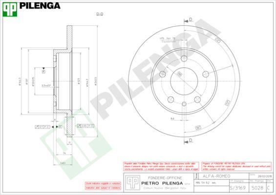 Pilenga 5028 - Тормозной диск autospares.lv