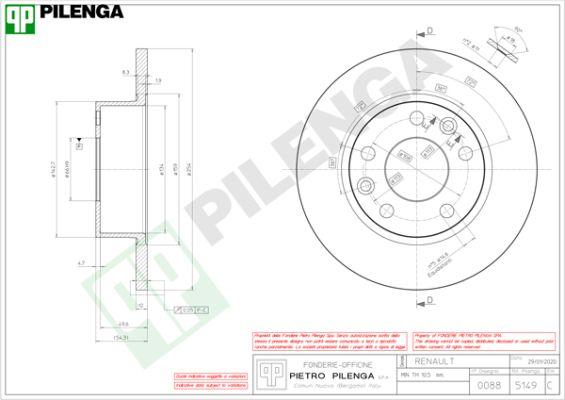 Pilenga 5149 - Тормозной диск autospares.lv